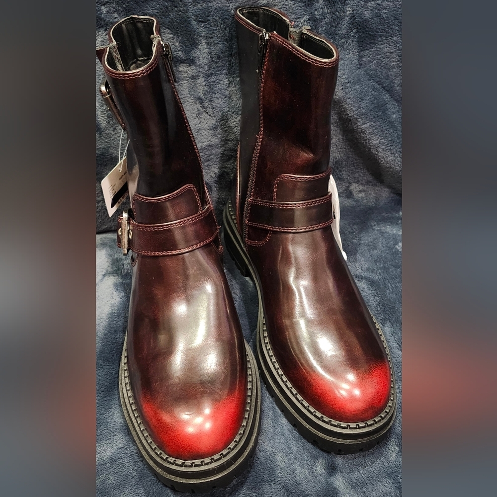 NWT Arizona Jean Co. Womens Tilpa Oxblood Moto Combat Boots Womens 8.5